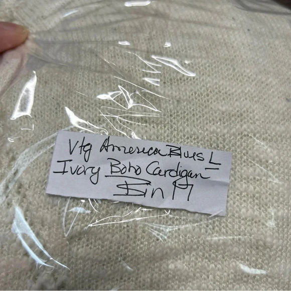 Vintage America Blues Cardigan Women's Large Ivory Boho Fairycore Romantic Sheer - Picture 12 of 12